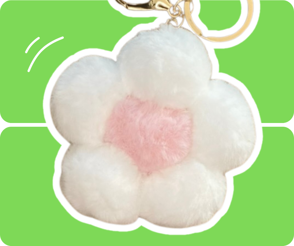 Plyšová White Květina Přívěsek 50g